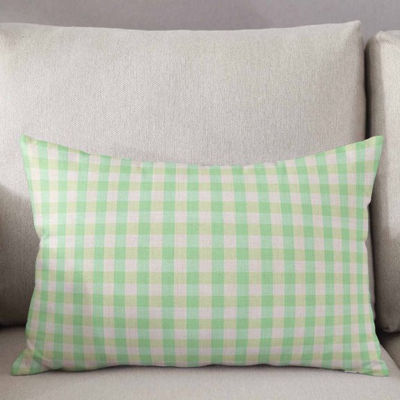 Decorative Pillow Cover 20x26 Inch Green Buffalo Plaid Lumbar Pillow Cover Linen Classic Checked Soft Cushion Covers for Sofa Couch Bed, Living Room Home Decor