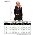 thumbnail image 5 of Women's Maternity Swiss Dot Dress V Neck Long Sleeve Button Down Mini Dress with Pockets, 5 of 5