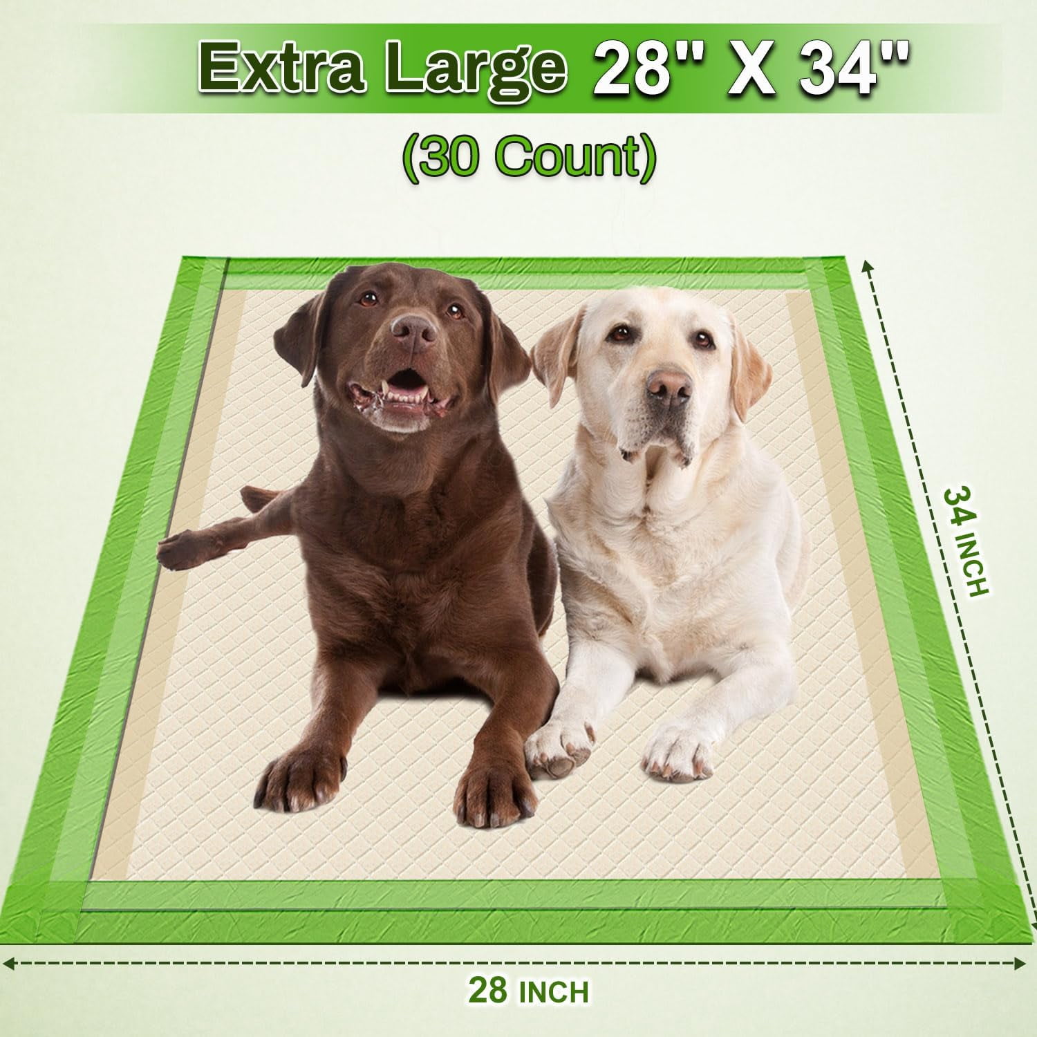 Nomipaw Pee Pads for Dogs - 28 x 34 inchs - 100 Count - ECO - Super Absorbent - Full Edge Wrapping Pad