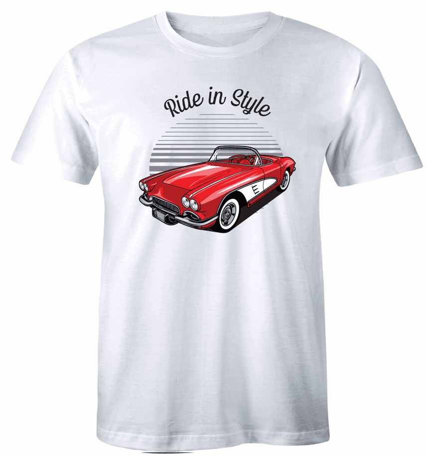 Ride In Style Red Convertible Car TShirt Classic Car Tee Shirt