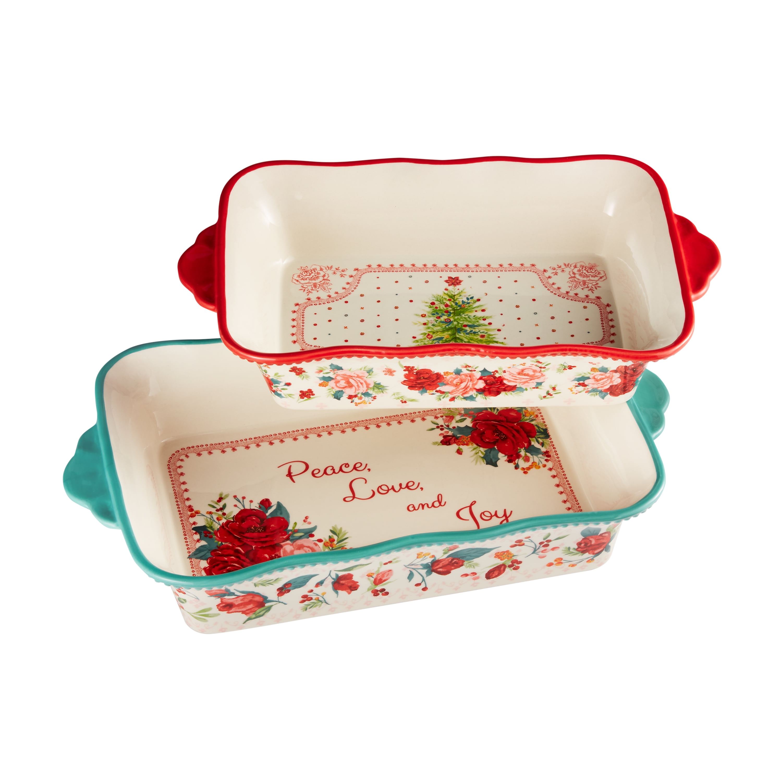 The Pioneer Woman Cheerful Rose 2Piece Stoneware Bakeware Set