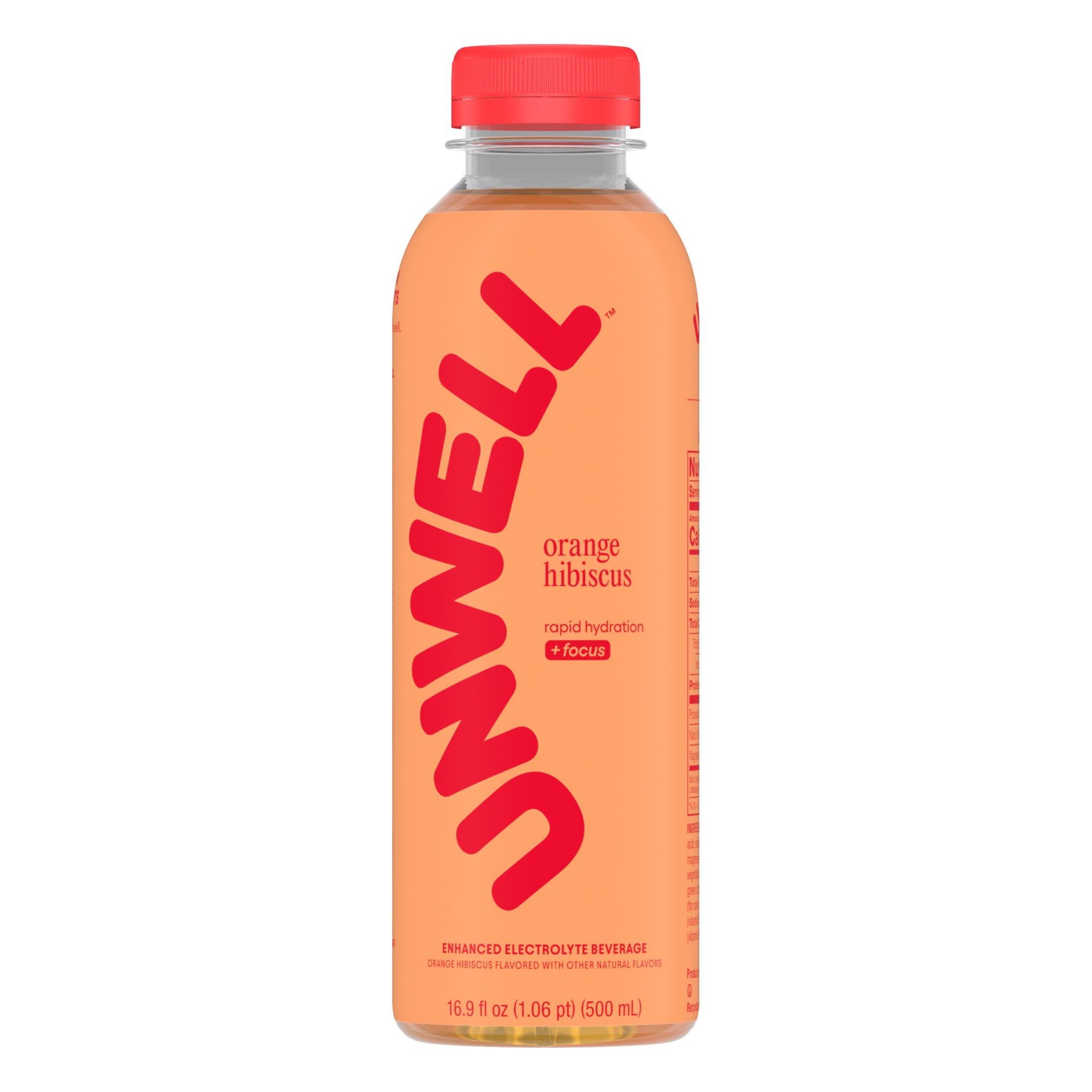 Unwell Hydration Electrolyte Drink for Rapid Hydration + Focus – Orange Hibiscus 16.9 fl oz