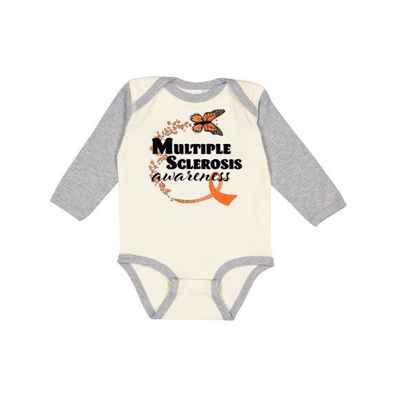 Inktastic Multiple Sclerosis Awareness Butterfly Ribbon Boys or Girls Long Sleeve Baby Bodysuit