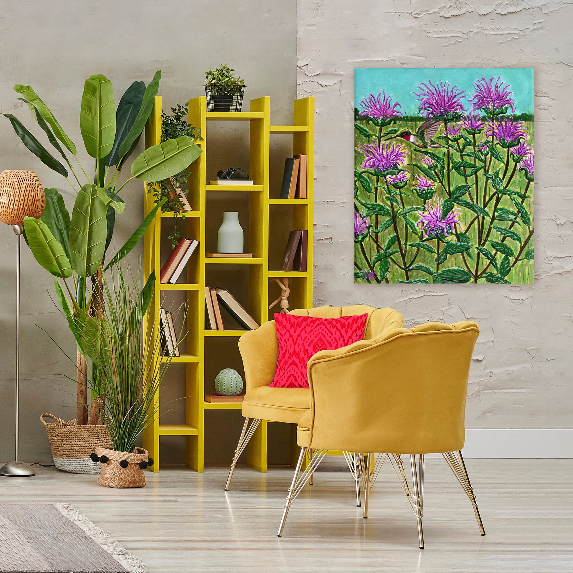 Stupell Industries Ruby Throated Hummingbird & Beebalm Canvas Wall Art, design by Sarah Waldron Kimball