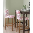 thumbnail image 2 of Pink Watercolor Floral Bar Stool Covers Set of 6, Spring Flower Abstract Art Stretch Washable Bar Chair Covers with Backs, Removable Pub Counter Height Chair Cover for Kitchen Dining Room Cafe, 2 of 7