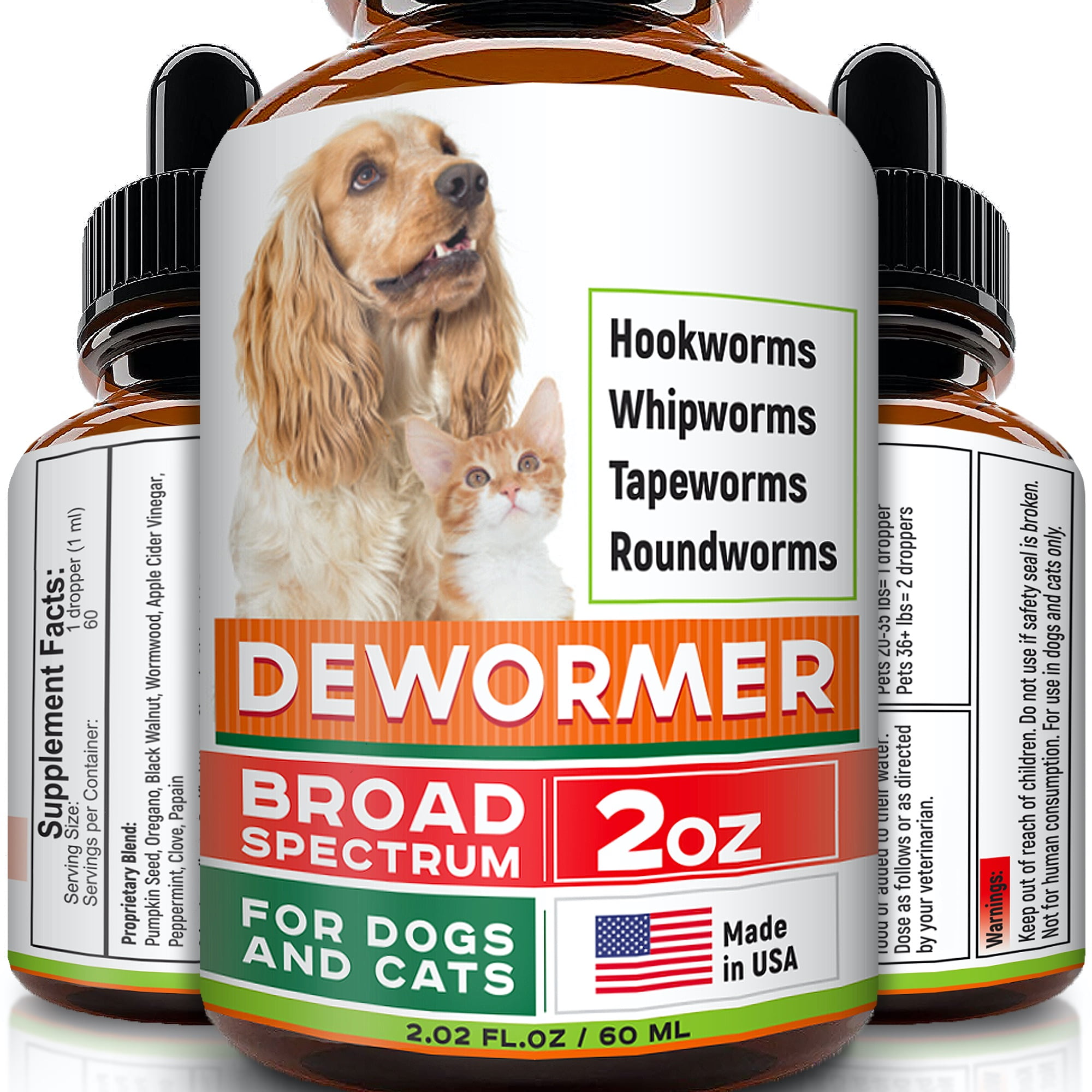 Dewormer for Dogs and Cats Made in USA Broad Spectrum Worm Treatment