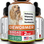 Dewormer for Dogs and Cats - Made in USA Broad Spectrum Worm Treatment - Eliminates & Prevents Tapeworms, Roundworms, Hookworms, Whipworms - All Breeds and Size - Puppy & Kitten - 2oz