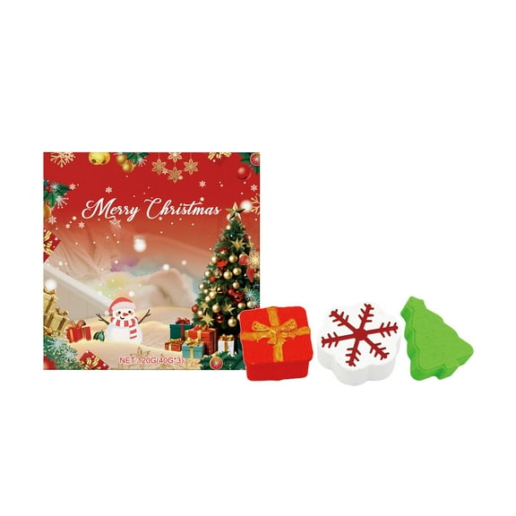 HHBEAUTY Christmas Bath Bombs Set, Shower Bombs, 3PCS Handmade Bubble Bath with Christmas Tree & Gift Box & Snowflake, for Present Cute Women & Family