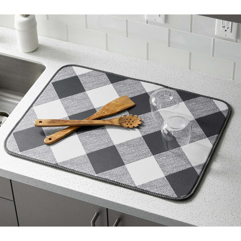 enVision Home Dish Drying Mat, Black, 16 × 18