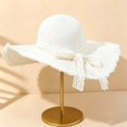 thumbnail image 5 of Jane Wardrobe Frayed Edge Lace Bow Straw Beach Hat for Women, Wide Brim UV Protection, Summer Vacation Sun Hat, 1 Piece, One Size, 5 of 7