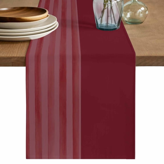 Red Striped Table Runner 72 Inches, Vintage Stripes Ombre Bed Runner Dresser Scarves Tabletop for Indoor Outdoor Parties/Ceremony/Banquet, 13" x 72"