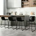 thumbnail image 2 of Bar Stools Set of 4,  Modern PU Leather Counter Height Bar Stools, Backrest & Metal Legs, Black, 2 of 7