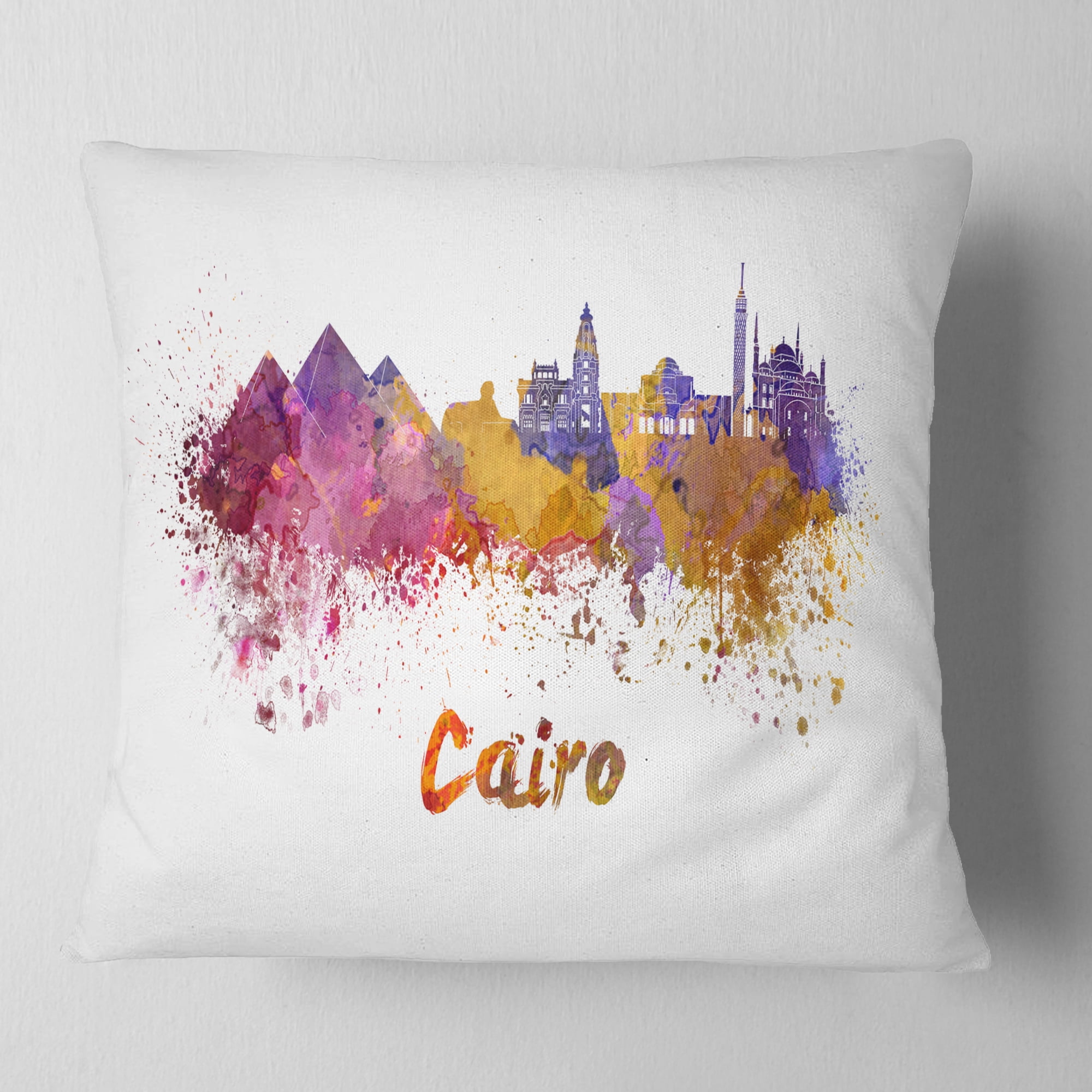Designart Cairo Skyline - Cityscape Throw Pillow - 16x16
