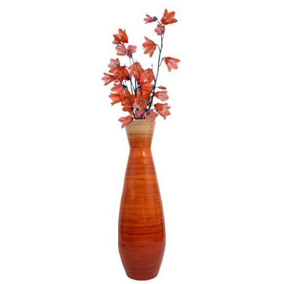 Uniquewise QI003242.S.OR Vase de Sol en Bambou Haut de 24 x 8 Po&44; Orange Brillant