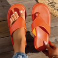 thumbnail image 2 of TAGOLD Women's Slippers,Women's Fashionable Casual Summer Solid Color Round Toe Outerwear Style Thick-Soled Slippers Flat Slippers, 2 of 5