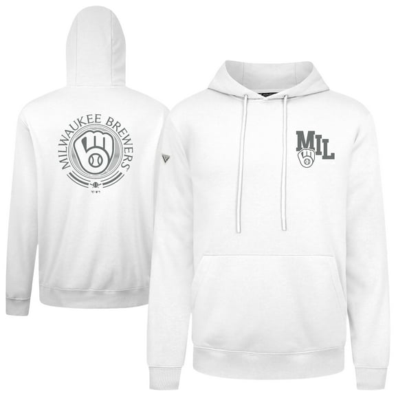 Men's Levelwear White Milwaukee Brewers Podium Grain Hoodie