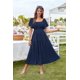 thumbnail image 3 of Vestido GRACE KARIN de verano con mangas con volantes, azul marino fruncido, 3 of 9