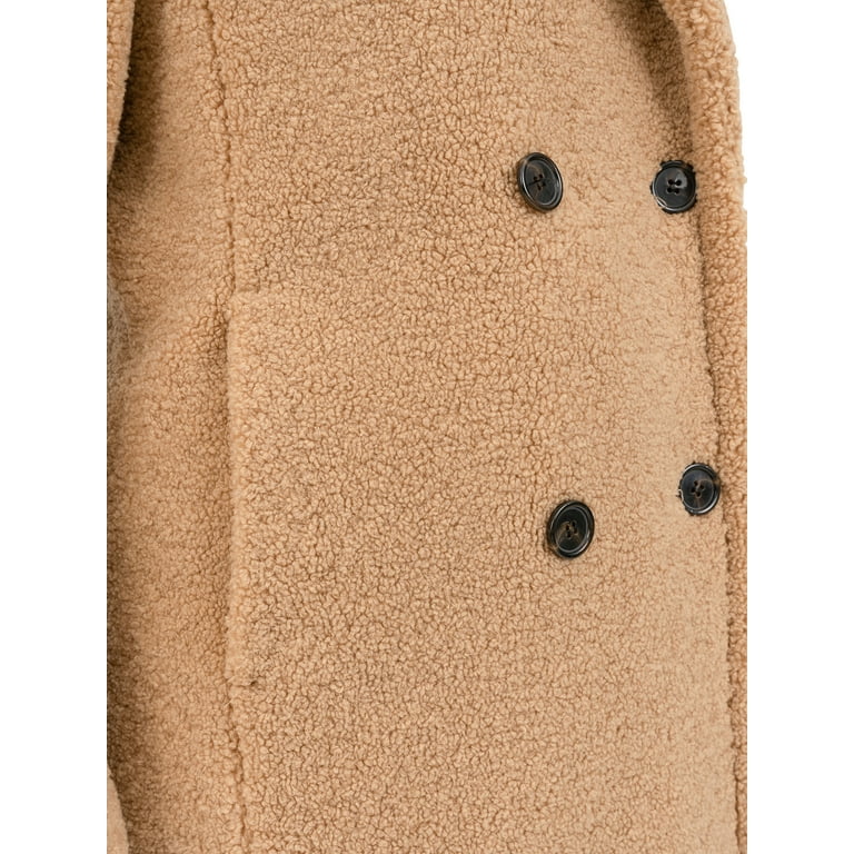 Double Breasted Faux Fur Coat