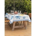 thumbnail image 3 of Outdoor Tablecloth with Umbrella Hole for Patio/Picnic/Party/Camping, Cute Snowman Waterproof Table Cloth Rectangle Table Cover Washable, Blue Weather Snowy Rainy Sun Rainbow (52"x 70"), 3 of 8