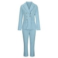thumbnail image 5 of Scyoekwg Two Piece Blazer Outfits Women Business Office Work 2 Piece Sets Long Sleeve Coat Suit Pants 2 Casual Matching Outfits Two Piece Set Fashion Suit (Sky Blue,M), 5 of 6