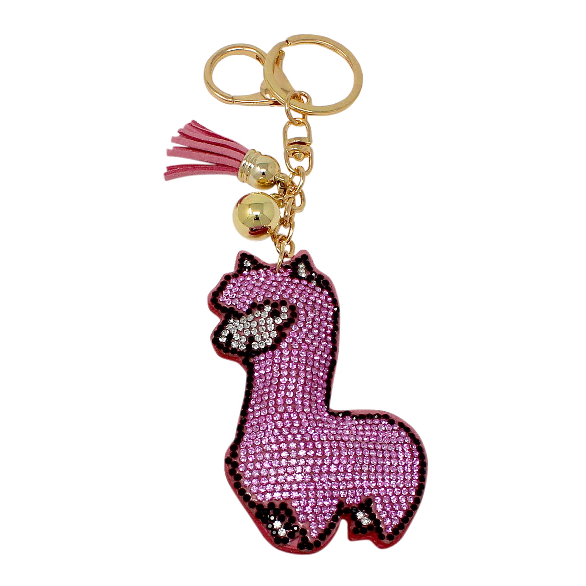 Jewelrynanny Pink Llama Key Chain with Soft Padded Felt Backing