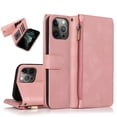 thumbnail image 1 of SaniMore iPhone 14 Pro Max Case (6.7" 2022) with Zipper Wallet & Wrist Strap & Magnetic Closure Card Slots Kickstand Shockproof Anti-drop Slim Full-around Protective Business Cover, Rosegold, 1 of 15