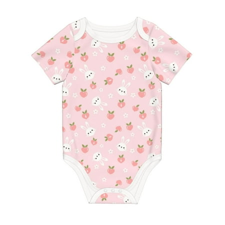 

Coaee Rabbit And Peach for Soft Cotton Baby Short-Sleeve Bodysuit Baby Girls Boys Bodysuit Romper