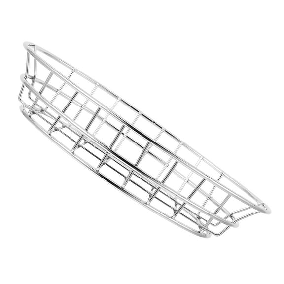 HOMEMAXS Wire Food Container for Serving French Fries and Sandwiches Metal Decorative Fruit Basket for Kitchen Counter Silver Oval Snack Basket