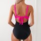 thumbnail image 4 of Mujeres de Corte Alto Bikini Color Bloque V-Cuello Colgantes Plegar, Trajes de Baño sin Espalda de Moda Sexy, 4 of 4