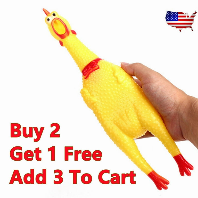 Large Rubber Chicken Dog Chew Toy Screaming Shrilling Squeeze Toy for Puppies and Kids Made in USA