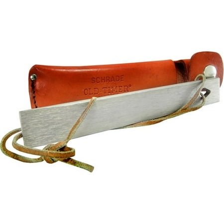 Schrade Old Timer Honesteel Sharpening Stone with Leather Lanyard and Sheath