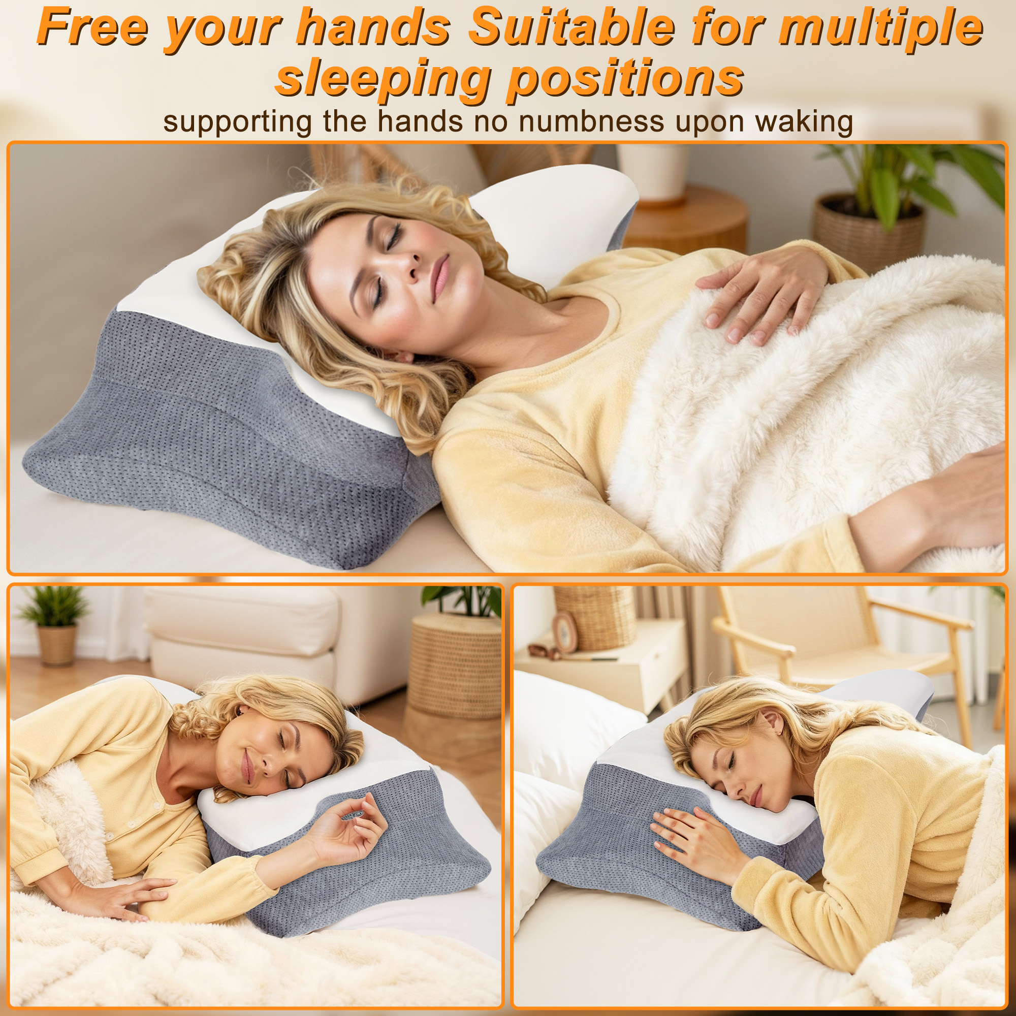 Cervical Neck Pillow for Neck Pain Relief, Memory Foam Bed Pillows for Side Back Stomach Sleepers, 24.8" x 15.75" x 5.1", Gray