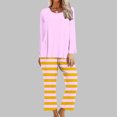 thumbnail image 1 of Blouses pour Femmes, Mode Féminine Imprimé Non Positionné Col Rond Manches Longues Ensemble Pantalon Long, 1 of 5