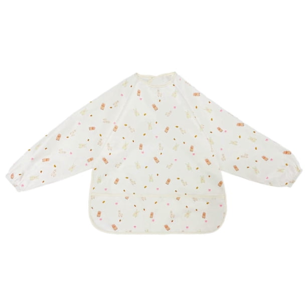 Full Sleeve Spill Resistant Nursing Smock Toddler Mealtime Apron Soft Polyester Fabric For Indoor Outdoor Activity pengu