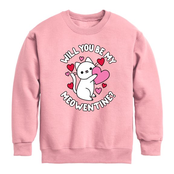 Instant Message - Valentine's Day Be My Meowentine Graphic Long Sleeve Fleece Sweatshirt