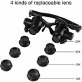 thumbnail image 2 of Magnifying Glasses with LED Light, Professional Magnifying Glasses, Hands Free Magnifying Glass for Close Up, Watch Repair, Crafts, 4 Interchangeable Lens 10X 15X 20X 25X, 2 of 5