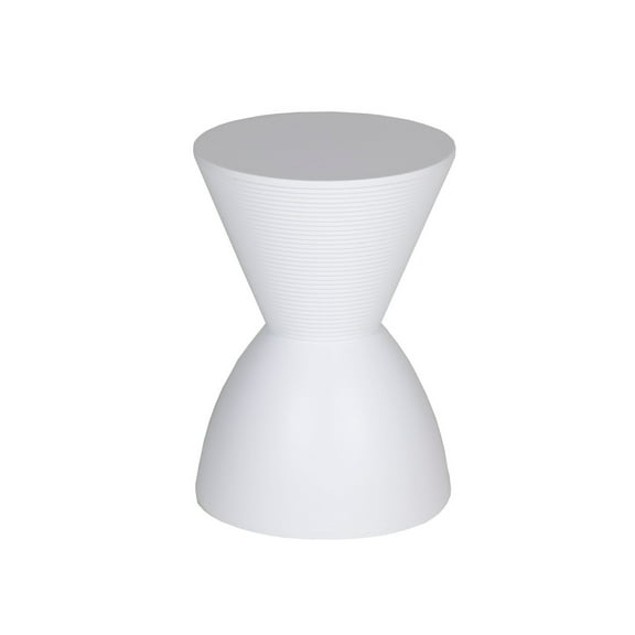 Benjara Hillary 17" Side Table- Indoor Outdoor- Hourglass Shape- White Finish