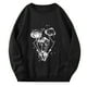 thumbnail image 1 of Cuello redondo para mujer Estampado de plantas Manga larga Otoño Invierno Versátil Tops sin capucha Pompotops FGAJ19318, 1 of 6