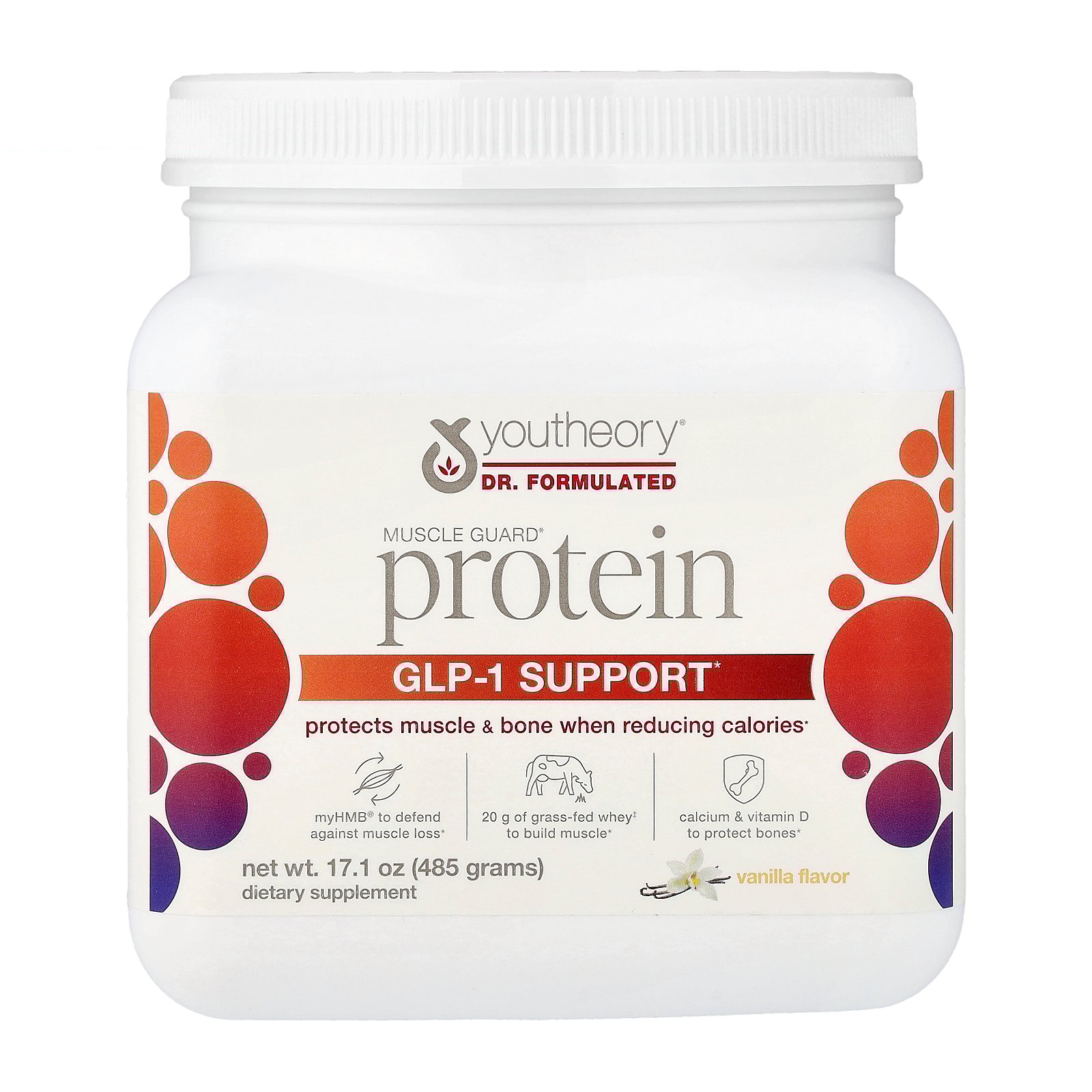 thumbnail image 4 of Youtheory GLP-1 Support Muscle Guard Vanilla Protein 17.1 oz., 4 of 6
