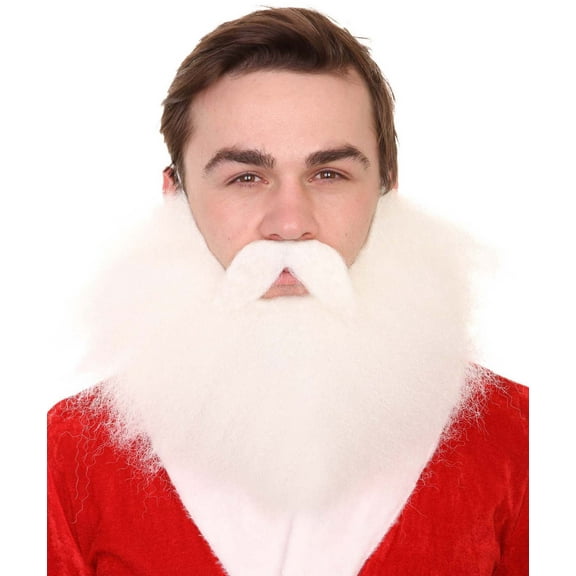 HPO Santa Beard, Santa Claus Beard and Mustache for Adult  Men - Father White Beard Costume Accessory for Christmas, Holiday Parties & Cosplay Event