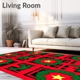 thumbnail image 2 of ODIKA 2'x3' Machine Washable Non-Slip Area Rug, Winter Plaid Design with Wreath and Accents High Traffic Rug with Pad, Red, 610410, 2 of 8
