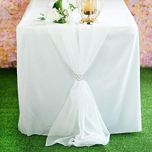 AK TRADING CO. 27" x 120" Wide Chiffon Elegant Table Runner/Overlay Ideally Perfect for Center Table, Wedding Decor, Bridal Shower & Other Special Occasion. (10, Ivory) - image 1 of 5
