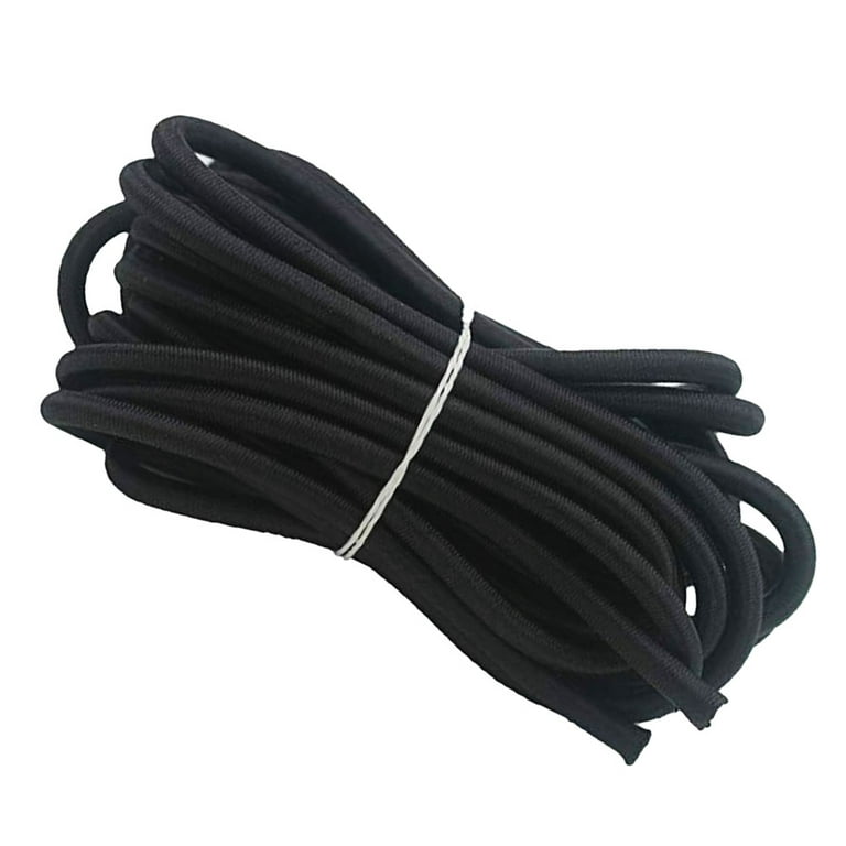 6Meters Strong Elastic Rope Bungee Cord Stretch String Outdoor Project for  Tent Kayak Boat Bag Luggage(Black, 6mm) 