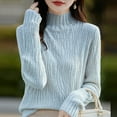 thumbnail image 2 of Miluxas Basic Sweaters for Women Long Sleeve Crew Neck Soft Warm Cozy Pullover Lightweight Knit Jumpers Sweater Light Blue 8(L), 2 of 5