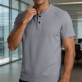thumbnail image 3 of Gytharion Men's Henley Shirts Soild Color Crew Neck Short Sleeve Shirts Summer Casual Thin Tops, 3 of 7