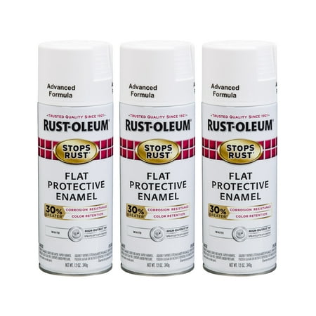 (3 Pack) Rust-Oleum Stops Rust Advanced Flat White Protective Enamel Spray Paint, 12