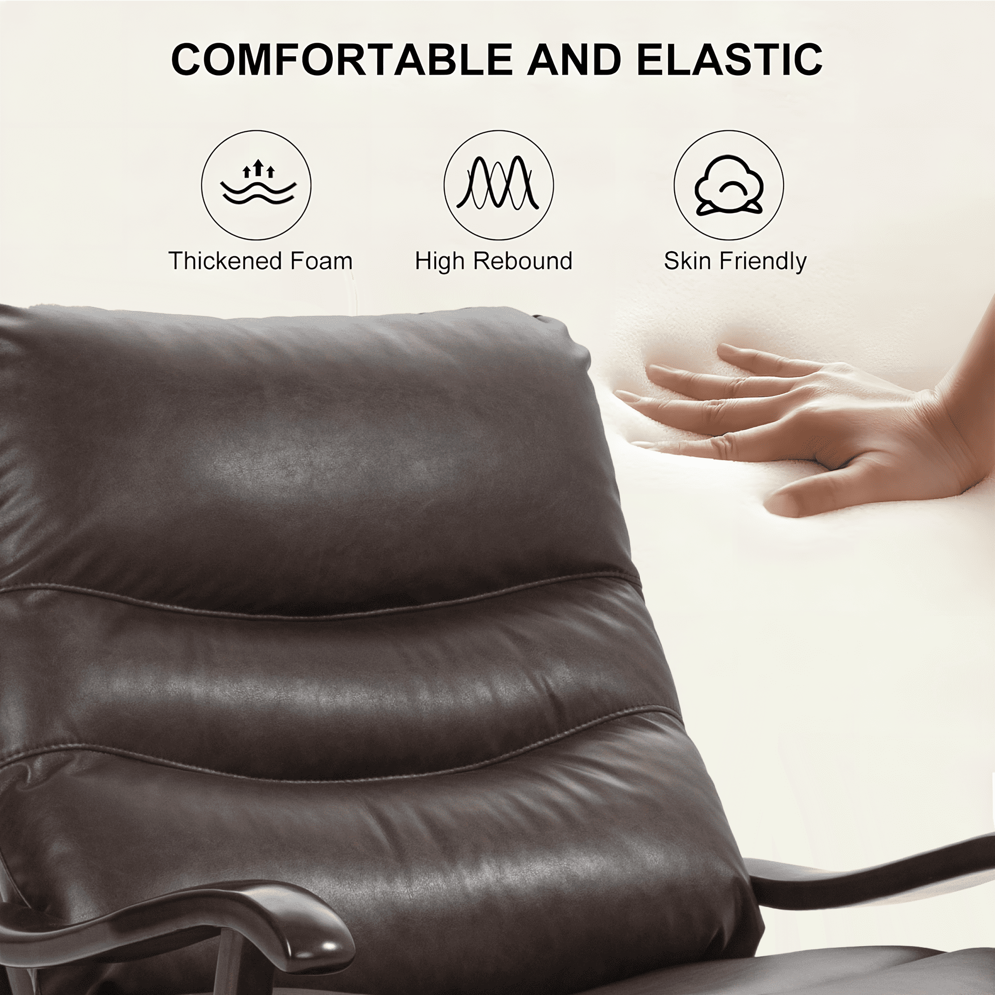 PORKISS Recliners Single Chairs with USB Port, Oversized Ergonomic Lounge Chair with Armrests, Brown