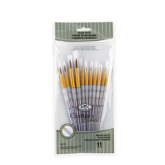 RCC 309 | Crafter's Choice™ 11pc Brown Taklon Round Brush Set