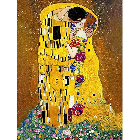 Klimt The Kiss Canvas Painting，Suitable for Living Room，Bedroom，Dining Room，Office，Gallery Wall Decor