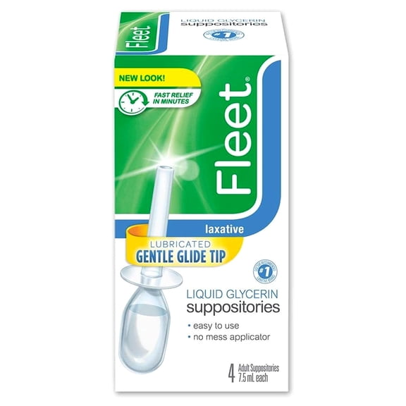 Fleet Laxative Suppository, 5.4 Gram Strength, Glycerin, 7.5 mL Liquid, 4 Count
